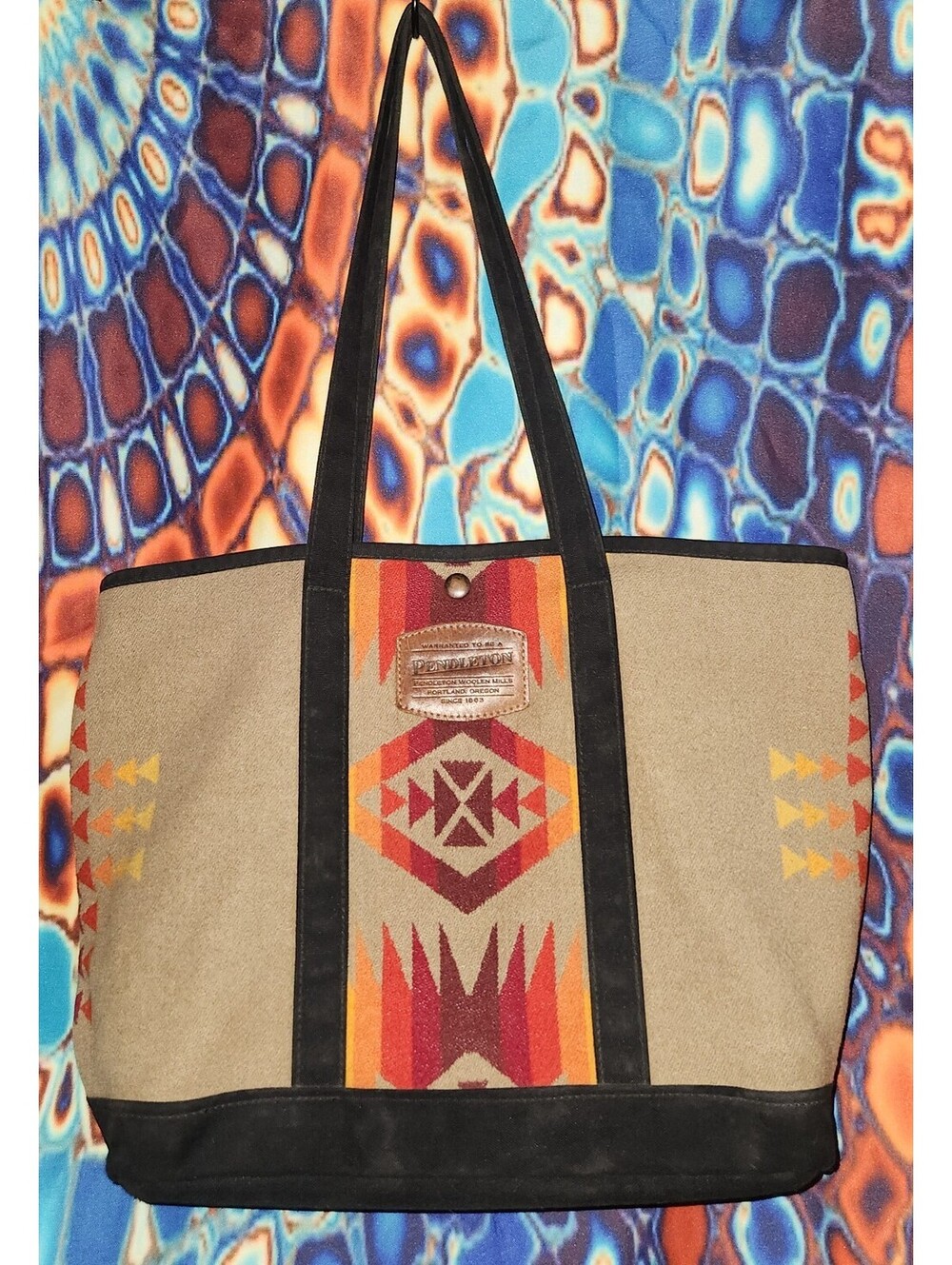 RARE! PENDLETON Chief Joseph Chili WOOL Open Tote Snap Clean